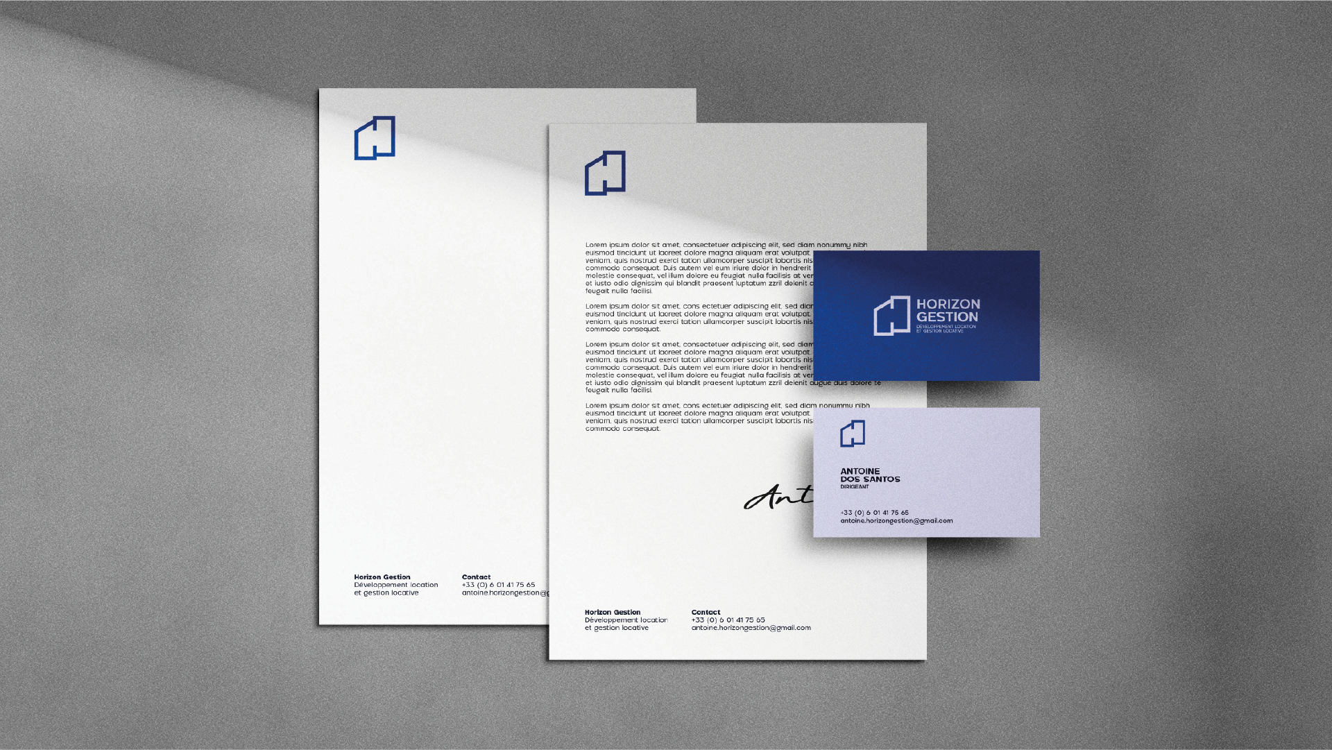 Identité visuelle Horizon Gestion sur différents supports