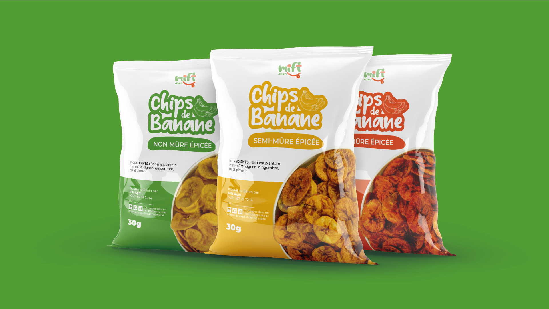 Logo et packaging pour Mift Agro – marque agroalimentaire innovante